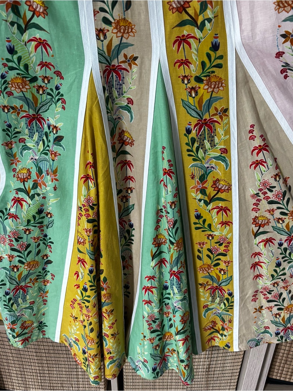 FARM Rio Yellow, Green and Cream Floral Panel Maxi Dress linen M - Picture 8 of 16
